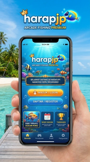 Tampilan aplikasi yang menunjukkan berbagai kategori di harapjp.